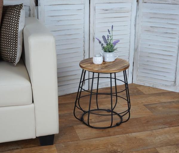 Beistelltisch HWC-A80, Industriedesign Echtholz Ø35cm Bild 9