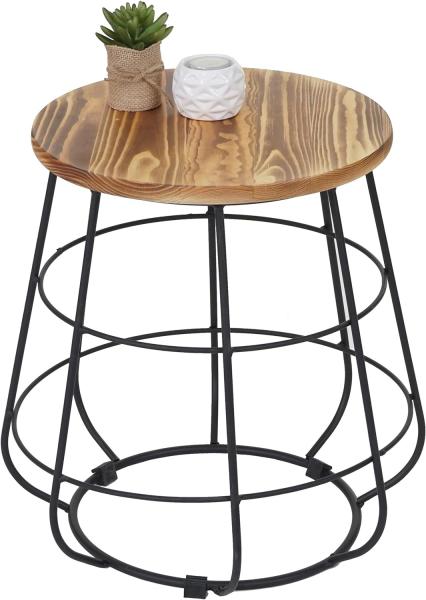 Beistelltisch HWC-A80, Industriedesign Echtholz Ø35cm Bild 8