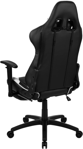 Flash Furniture Gaming Stuhl mit hoher Rückenlehne – Ergonomischer Bürosessel mit verstellbaren Armlehnen und Fußstütze – Perfekt als Zockerstuhl und fürs Home Office – Weiß Bild 6