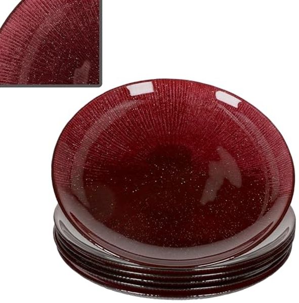 MamboCat Frühstücksteller 6x Suez Kuchenteller Ø21,2cm Glas Rot Glitzer Dessert Weihnachten