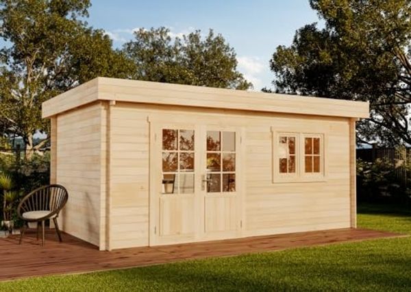 Alpholz Gartenhaus Spree A Gartenhaus aus Holz Holzhaus mit 28 mm Wandstärke Blockbohlenhaus mit Montagematerial