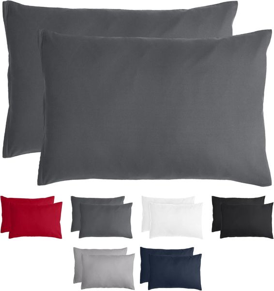 Komfortec Kissenbezug 40x60 2er Set - 100% Mikrofaser, Weich & Atmungsaktiv, mit Reißverschluss - Kopfkissenbezug - Waschbar & Pflegeleicht - Anthrazit