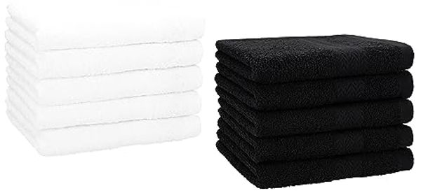 Betz Gästehandtücher 10 Stück Premium 30x50 cm Farbe weiß und schwarz, 100% Baumwolle