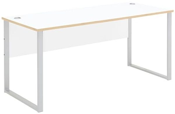 Schreibtisch >Memphis< in Weiß / Artisan / silber - 170x77x73 (BxHxT)