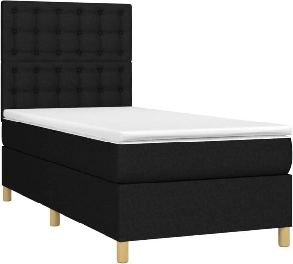 vidaXL Boxspringbett mit Matratze & LED Schwarz 100x200 cm Stoff 3135735