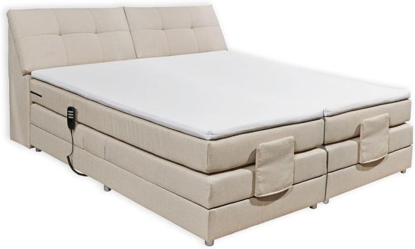 Concord 2 Boxspringbett 180x200 elektrisch verstellbar, Creme - Bequemes Doppelbett mit dekorativer Steppung & Komfortschaum Topper - 180 x 110 x 234 cm (B/H/T)