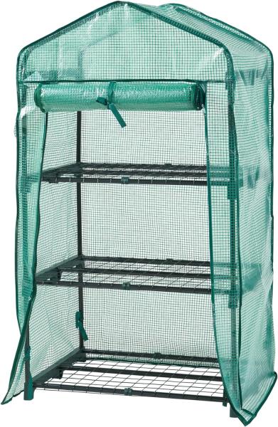 Gewächshaus Chaam mit 3 Ablagen 125x69x49cm Grün [en. casa]