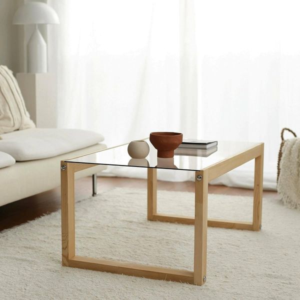 Dmora - Wohnzimmertisch Gomeisa, Niedriger Wohnzimmertisch, Kaffeeregal, Couchtisch für Sofa, 85x55h40 cm, Eiche
