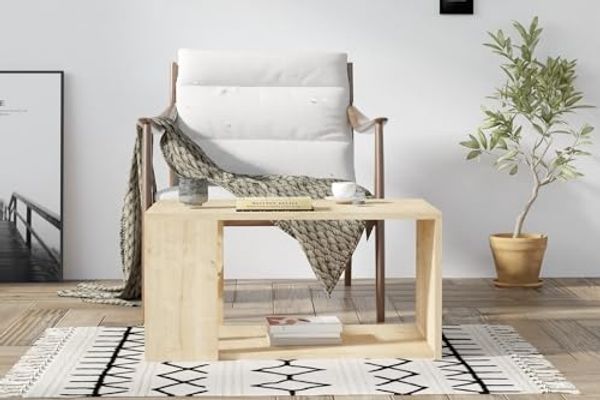 Hanah Home Modern Oak Coffee Table, 80 x 50 x 40 cm | 100% Melamine Coated Particle Board, 18 mm | Wall-Fixable, Extra Storage, Scandinavian Design