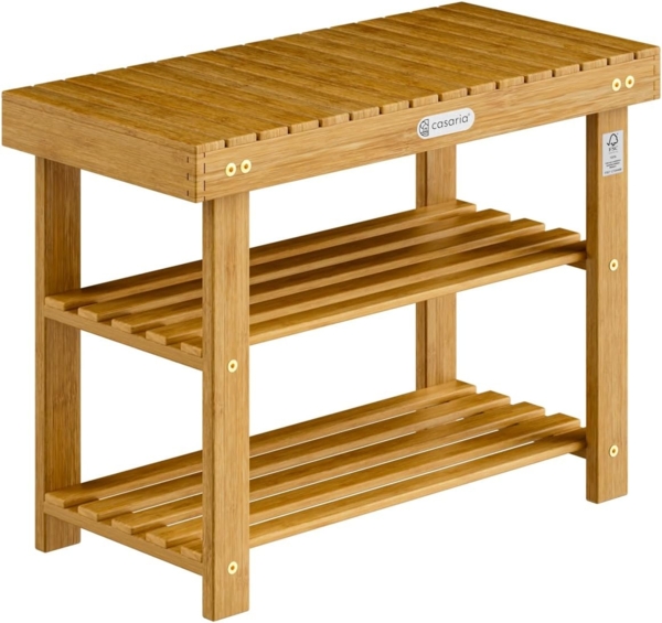 Casaria Schuhregal Schuhbank Schuhablage Regal Akazie Holz 70cm
