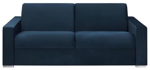 Vente-unique - CALITO Sofa SamtStoff Blau - B 223 cm94 cm x H 85 cm x L 216 cm