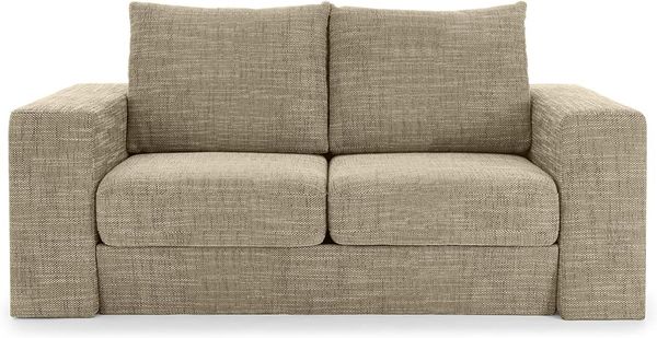 LOOKS by Wolfgang Joop Looks V-1 Designer Sofa mit Hockern, 2 Sitzer Couch, Funktionssofa, beige-braun, Sitzbreite 140 cm
