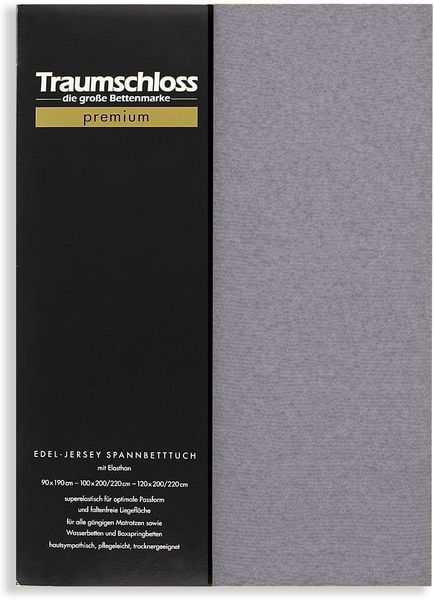 Traumschloss Premium Edel-Jersey Spannbettlaken grau 140-160x200-220