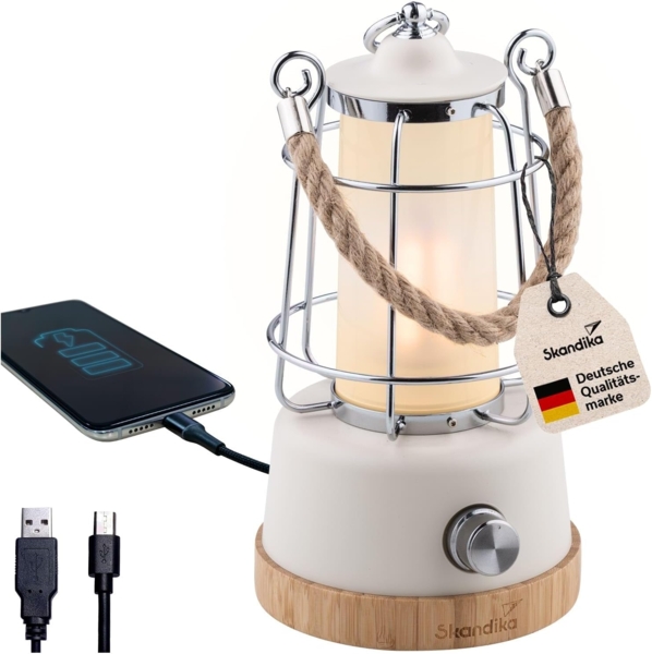 Skandika LED Gartenleuchte, Retro Outdoor Lampe, stufenlos dimmbar, kabellos, 75h Leuchtzeit, Akku