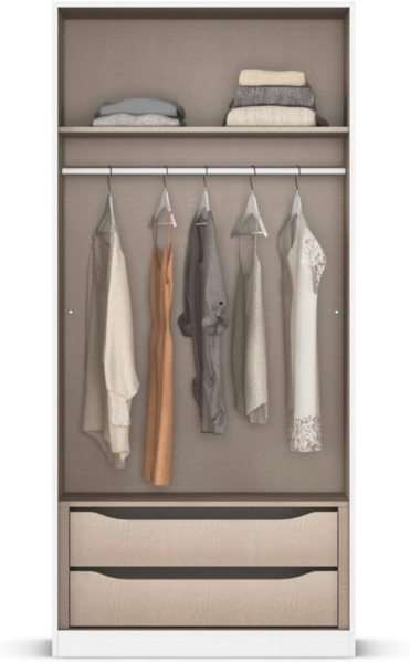 Rauch Möbel Lagoa, Kleiderschrank, Garderobe für Schlafzimmer, Kinderzimmer, Jugendzimmer 2-türig, mit Zubehör Premium, Farbe Weiß/Grau metallic, Schwarz, Breite 91 Bild 8