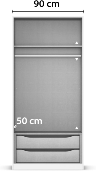 Rauch Möbel Lagoa, Kleiderschrank, Garderobe für Schlafzimmer, Kinderzimmer, Jugendzimmer 2-türig, mit Zubehör Premium, Farbe Weiß/Grau metallic, Schwarz, Breite 91 Bild 9