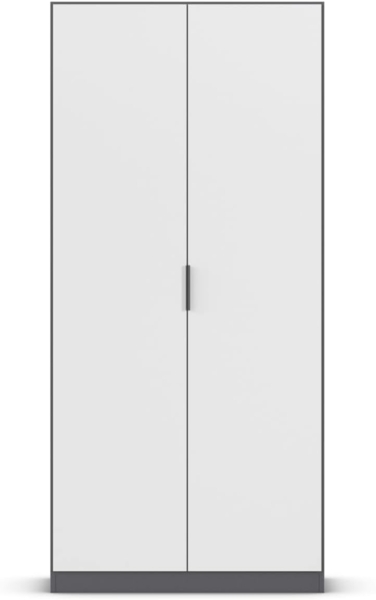 Rauch Möbel Lagoa, Kleiderschrank, Garderobe für Schlafzimmer, Kinderzimmer, Jugendzimmer 2-türig, mit Zubehör Premium, Farbe Weiß/Grau metallic, Schwarz, Breite 91 Bild 10