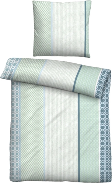 Traumhaft schlafen - Castell - Markenbettwäsche Baumwoll Renforce Bettwäsche 0040979 STREIFENMIX, mint, 1x 135x200 cm + 1x 80x80 cm