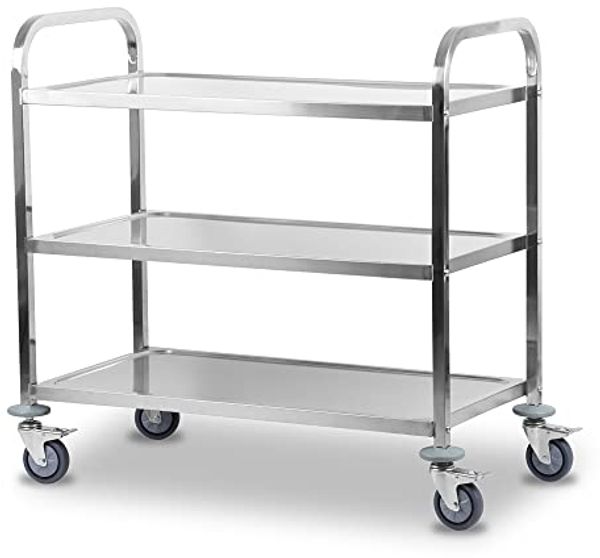 Mahlzeit Servierwagen Edelstahl Servierwagen mit 3 Etagen, 101,5 x 95 x 48,5 cm, Rollwagen