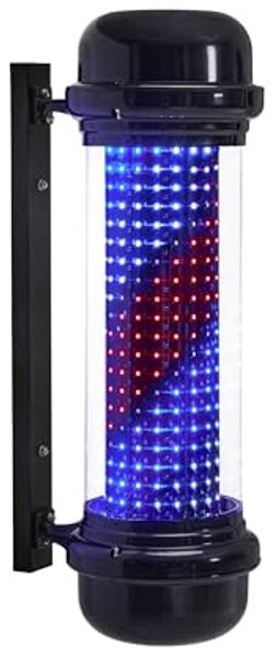 BarberPub Barber Pole Barbierstab, Barbershop Friseurstange mit LED Leucht Salon Einrichtung, Friseursalon, Barbier Stange Licht, Wandmontage, 71 CM Barber Equipment, Energie Sparen L047BC
