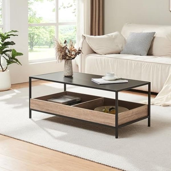 Couchtisch Belana 100x48x39 cm Schwarz/Eicheoptik [en. casa]