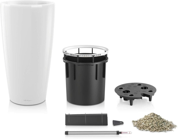 LECHUZA RONDO Premium 32, Weiß Hochglanz, Hochwertiger Kunststoff, Inkl. Bewässerungssystem, Herausnehmbarer Pflanzeinsatz, Für Innen- und Außenbereich, 15780 Bild 10