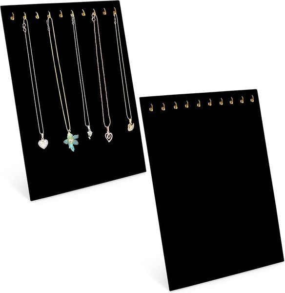 Belle Vous Schmuckständer Schmuckständer für Ketten - Organizer mit 10 Haken - Schwarz Samt (2 St)