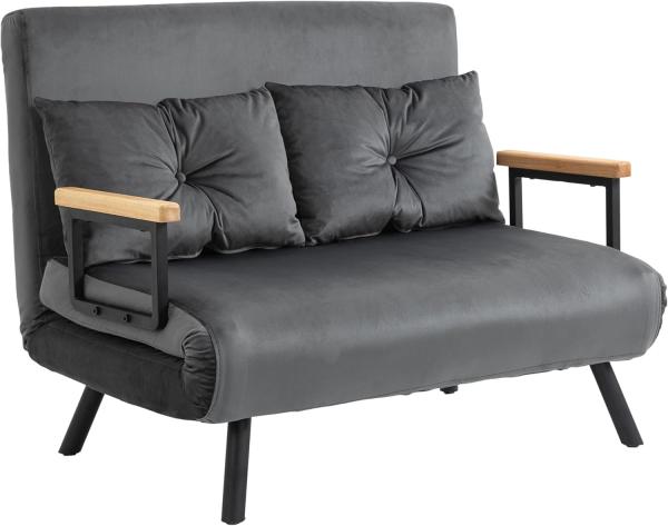 HOMCOM Schlafsofa Polstersofa mit Verstellbarer Rückenlehne, Zweisitzer, Relaxsessel 1 Teile, für Wohnzimmer, Dunkelgrau