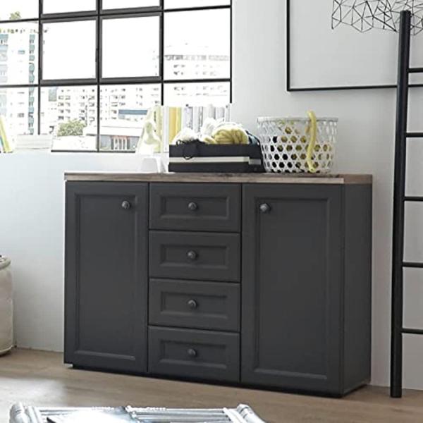 Sideboard 'TOSKANA 4', Grau/Timber Wood