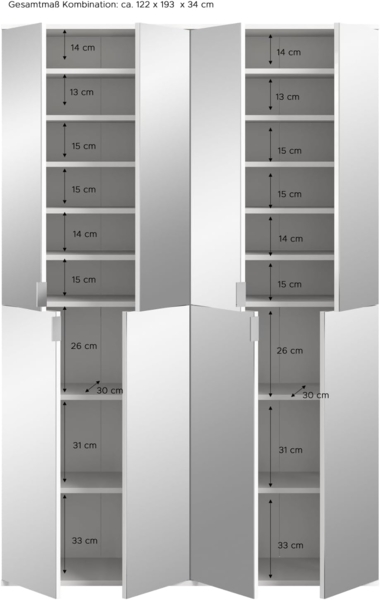 Garderobenschrank mit Spiegel Line-Up in Eiche 122 x 193 cm Bild 9