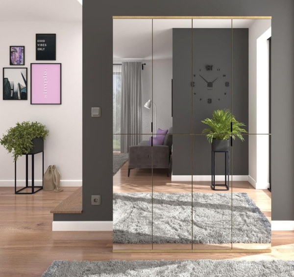 Garderobenschrank mit Spiegel Line-Up in Eiche 122 x 193 cm Bild 3