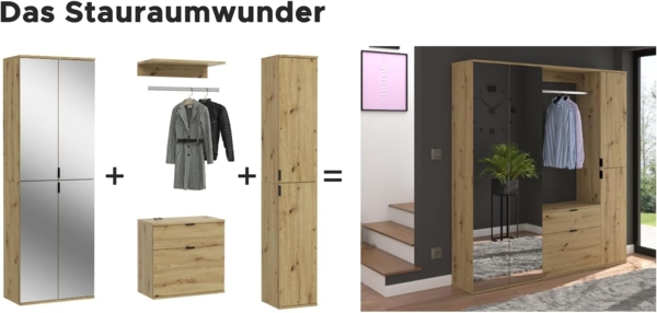Garderobenschrank mit Spiegel Line-Up in Eiche 122 x 193 cm Bild 7
