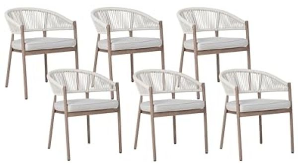 Beliani 'FLAVIA' Set mit 6 Stühlen und Sitzkissen, Metall Dunkler Holzfarbton