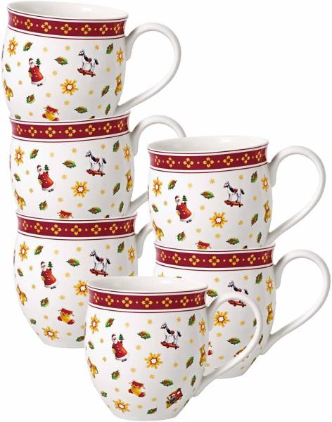 Villeroy & Boch Vorteilset 6 Stück Toy's Delight Becher mit Streumotiv Premium Porcelain rot,weiß 1485854863