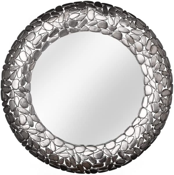 riess-ambiente Wandspiegel STONE MOSAIC XL 82cm silber (Einzelartikel, 1-St), Schlafzimmer · Metall · rund · mit Rahmen · Wohnzimmer · Deko