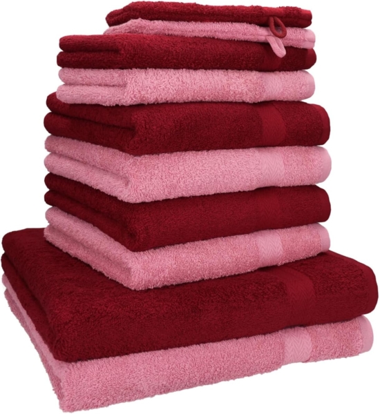 Betz Handtuch Set 10-TLG. Handtuch-Set Premium, 100% Baumwolle, (Set, 10-tlg), Farbe Altrosa & Dunkelrot