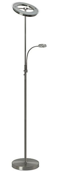 TRANGO LED Stehlampe, Touchdimmer & Stufenlos dimmbar, 1515 LED Stehlampe 2-flammig mit LED Modulen Serie *MOTHER-SON* I 24 Watt stufenlos dimmbar I satiniertes Glas Lampenschirm I Höhe ca. 1800mm schwenkbar & drehbar, modern & chic Stehleuchte
