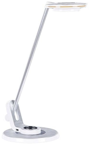 LED Schreibtischlampe CORVUS mit Dimmer Metall Weiß-Silber