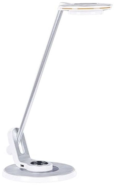 LED Schreibtischlampe CORVUS mit Dimmer Metall Weiß-Silber