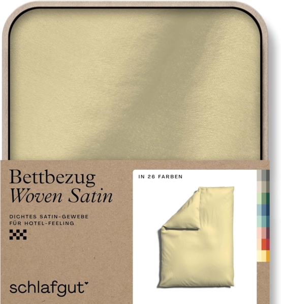 Schlafgut Woven Satin Bettwäsche | Bettbezug einzeln 155x220 cm | yellow-mid