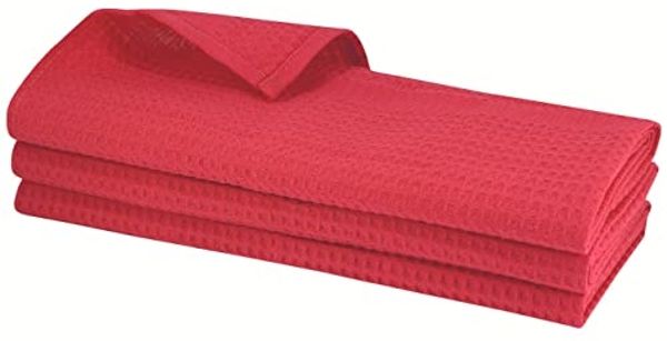 Engelland Geschirrtuch Poliertuch, (Vorteils-Set, 3-tlg, Waffel-Pique), 100 % Baumwolle, integrierte Aufhängeschlaufe, 70 x 50 cm