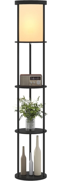 HOMCOM Stehlampe mit einer Fernbedienung und einem Fußschalter, Dimmfunktion, LED wechselbar, für Wohnzimmer Schlafzimmer, Schwarz