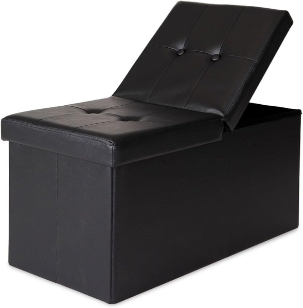 dibea Sitzbank mit Klappdeckel, Kunstleder 76 x 38 x 38 cm schwarz Bild 4