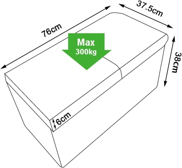 dibea Sitzbank mit Klappdeckel, Kunstleder 76 x 38 x 38 cm schwarz Bild 3