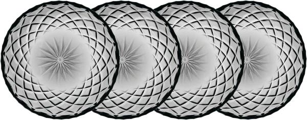 Lyngby Glas Teller Sorrento 4er Set, Dessertteller, Glas, Smoke, 16 cm, 27801