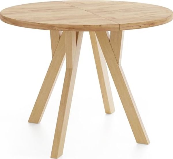 WFL GROUP Esstisch Avero ausziehbar rund modern mit Holzbeinen (MADE IN EU, vier Größen – 80/90/100/100 cm, ausziehbar auf 160/190/140/200 cm), platzsparender Tisch für kleine Küche, Esszimmer oder Wohnzimmer