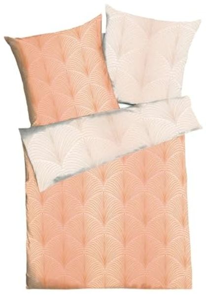Satin-Bettwäsche Ikone 135 x 200 cm, Baumwolle, Rosa, Orange