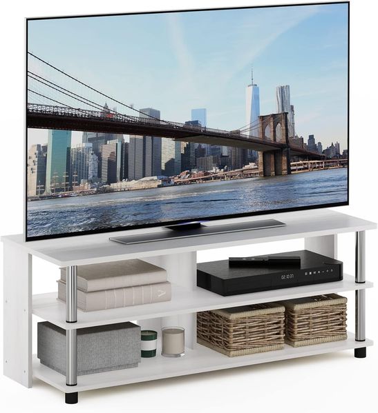 Furinno Sully 3-Stufe TV-Ständer für TV bis 48, Weißeiche, 104. 4 (Breite) x 40. 1 (Höhe) x 39. 4 (Tiefe) cm