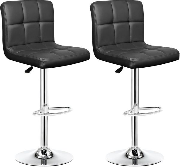 Intimate WM Heart Barhocker, 2er Set, Barstuhl, Küchenstühle mit Rückenlehne und Fußstütze, höhenverstellbar Tresenhocker, Moderner Drehhocker mit Gepolsterten Sitzkissen (Schwarz)