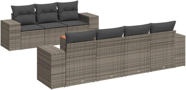 vidaXL 8-tlg. Garten-Sofagarnitur mit Kissen Grau Poly Rattan 3225353